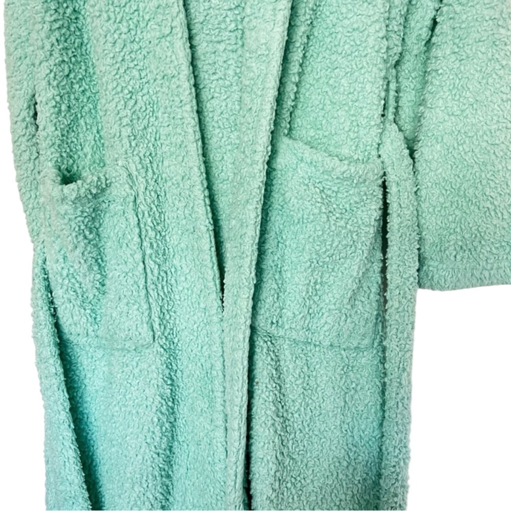 POTTERYBARN TEEN Mint Green Fleece Robe Size XS -- SUPER DUPER CUTE & COMFY! - Picture 7 of 12